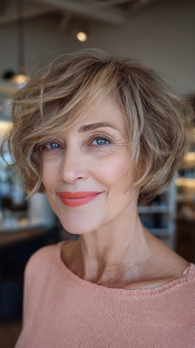 Sun-Kissed Blonde Tousled Bob for Finer Hair