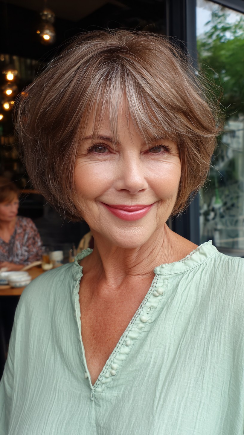 Sun-Kissed Tousled Bob with Sweeping Bangs