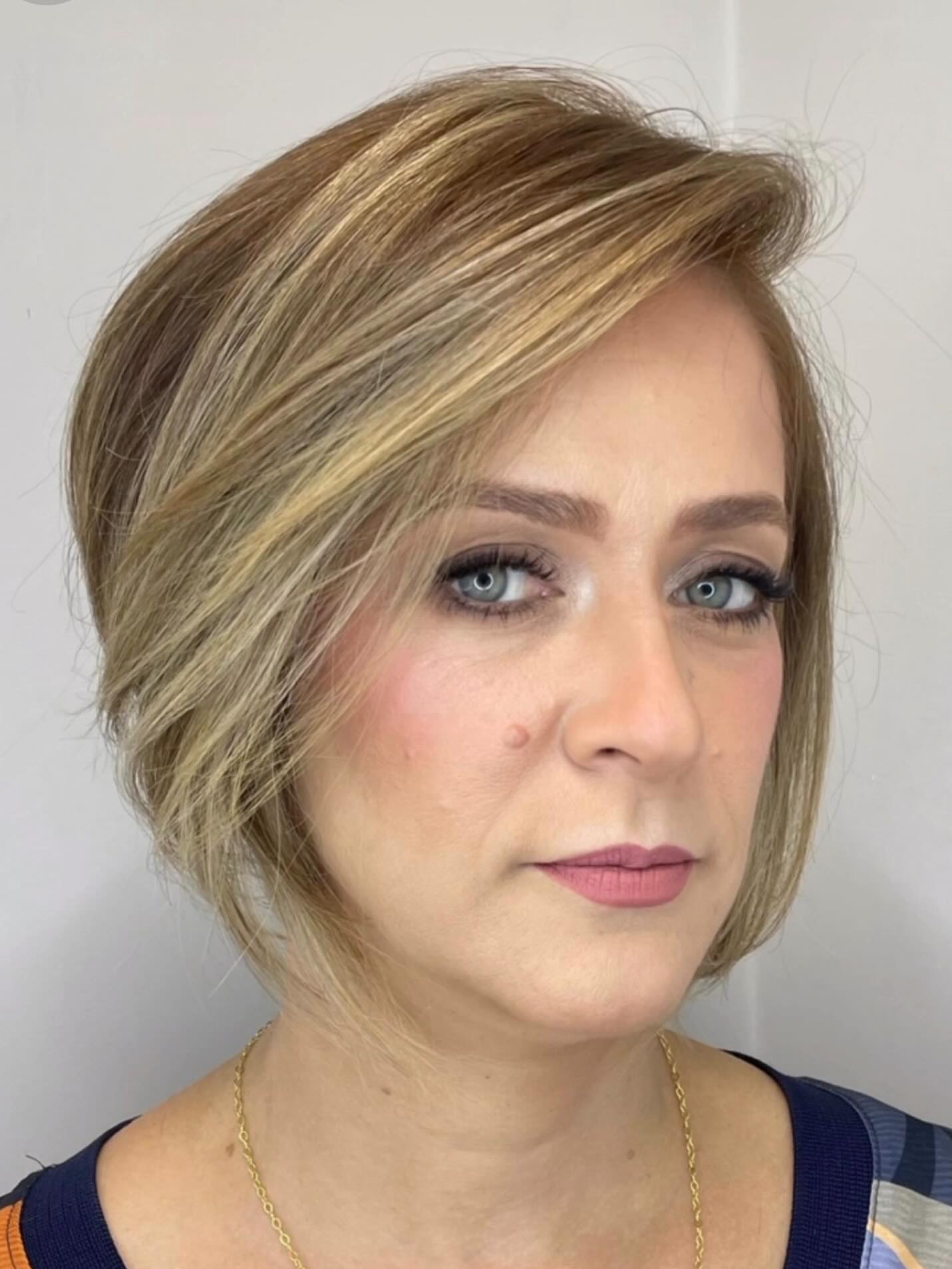 Textured Asymmetrical Bob with Soft Highlights