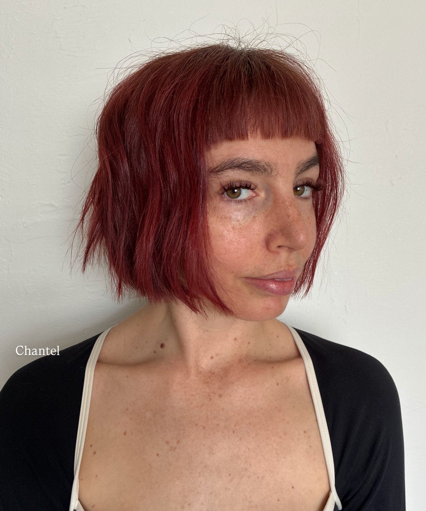 Textured Bob with Soft Fringe and Rich Color