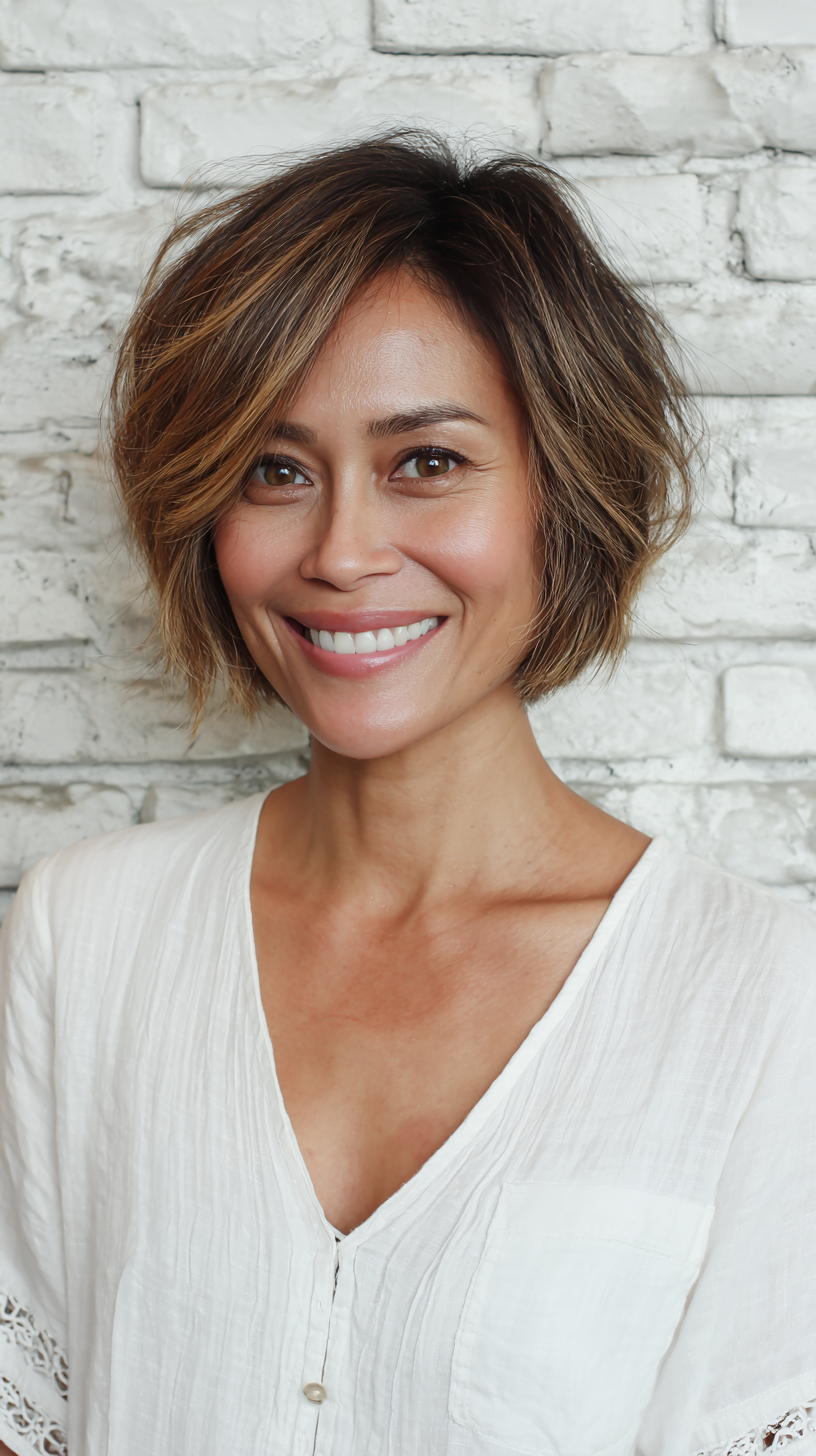 Textured Frayed Bob with Face-Framing Layers