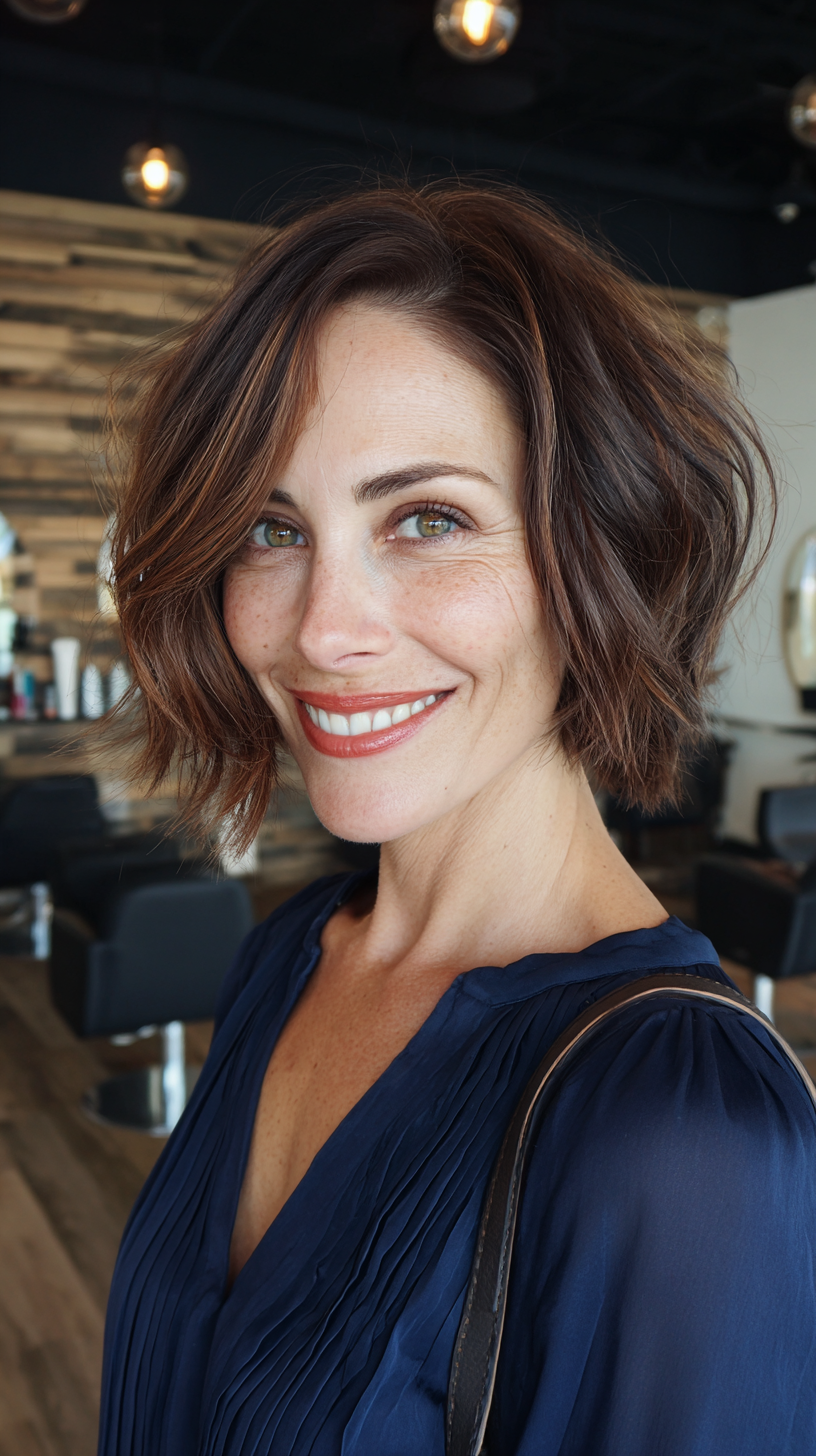 Textured Frayed Bob with Lively Movement