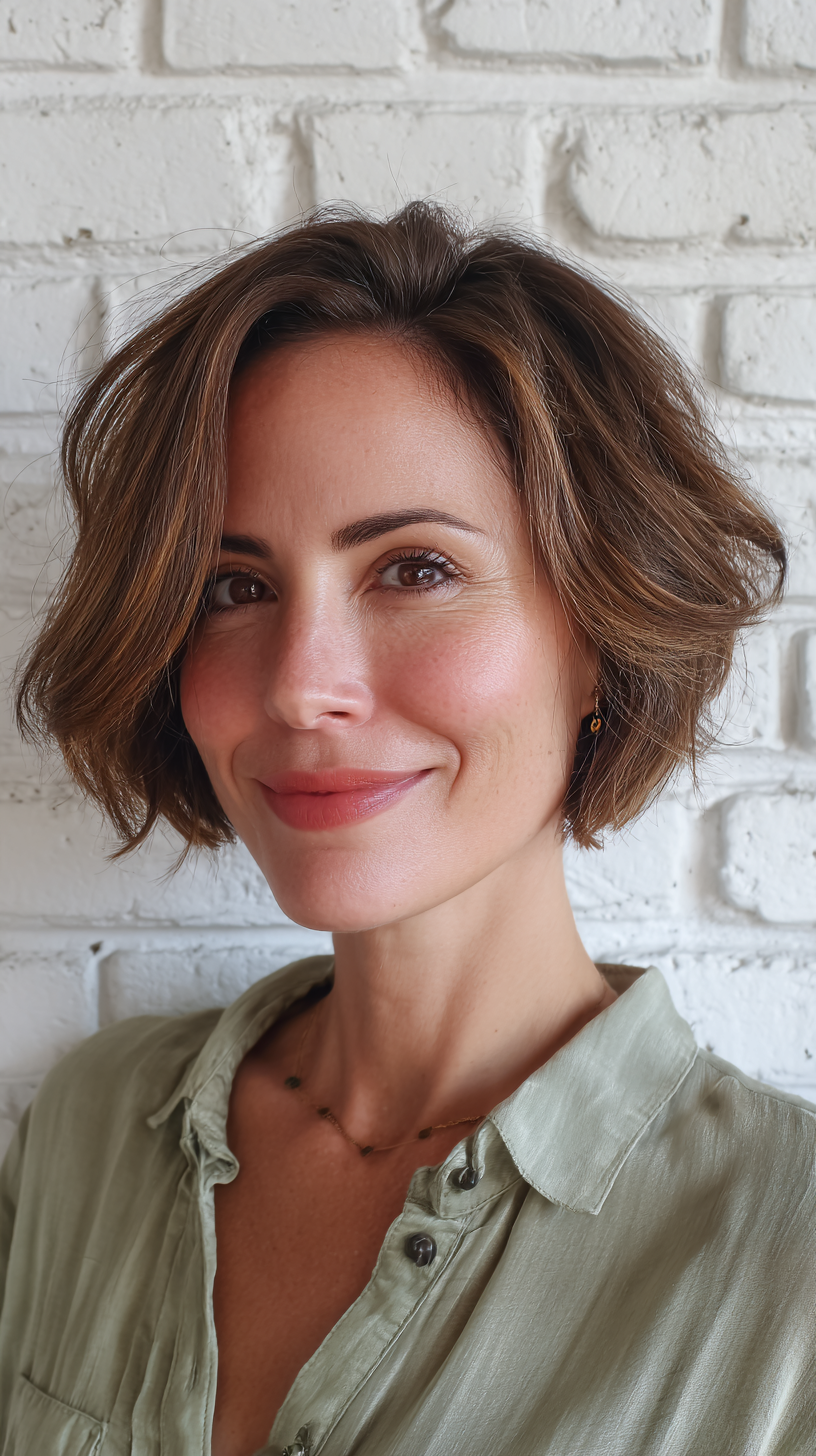 Textured Frayed Bob with Subtle Highlights