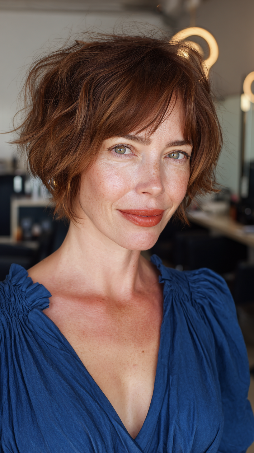 Textured Frayed Bob with Subtle Volume