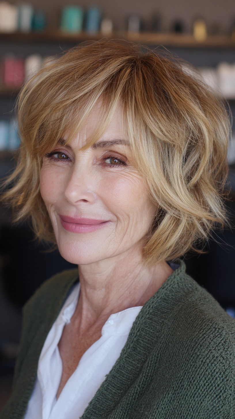 Textured Golden Layers with Soft Fringe