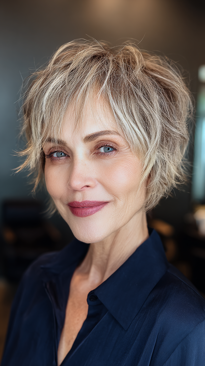 Textured Shaggy Bob with Long Bangs