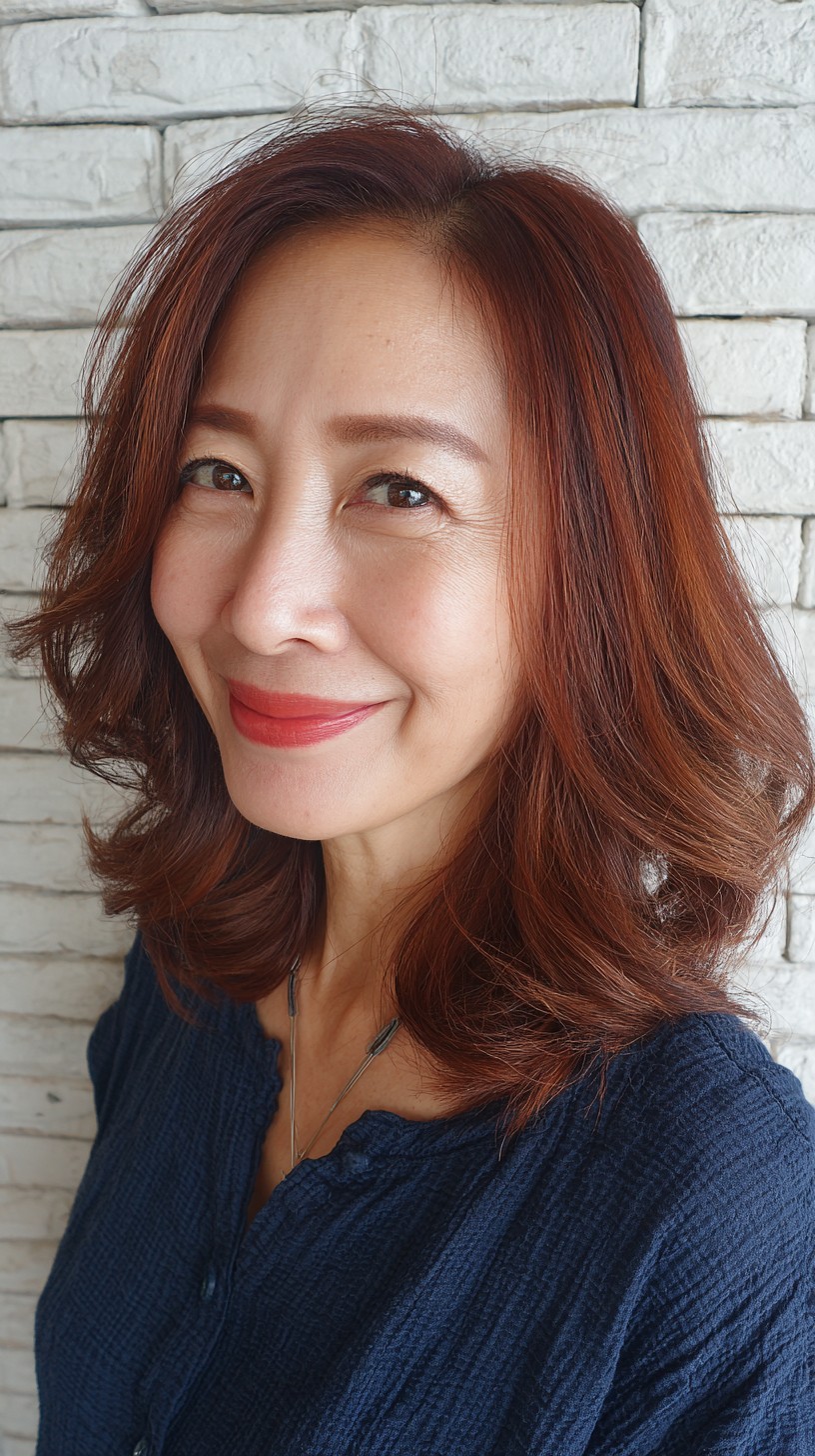 Vibrant Auburn Side-Swept Bob