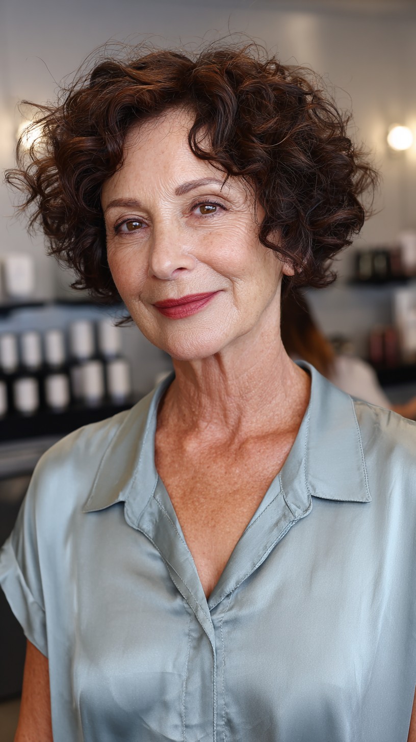 Vibrant Auburn Tousled Curls for Mature Women