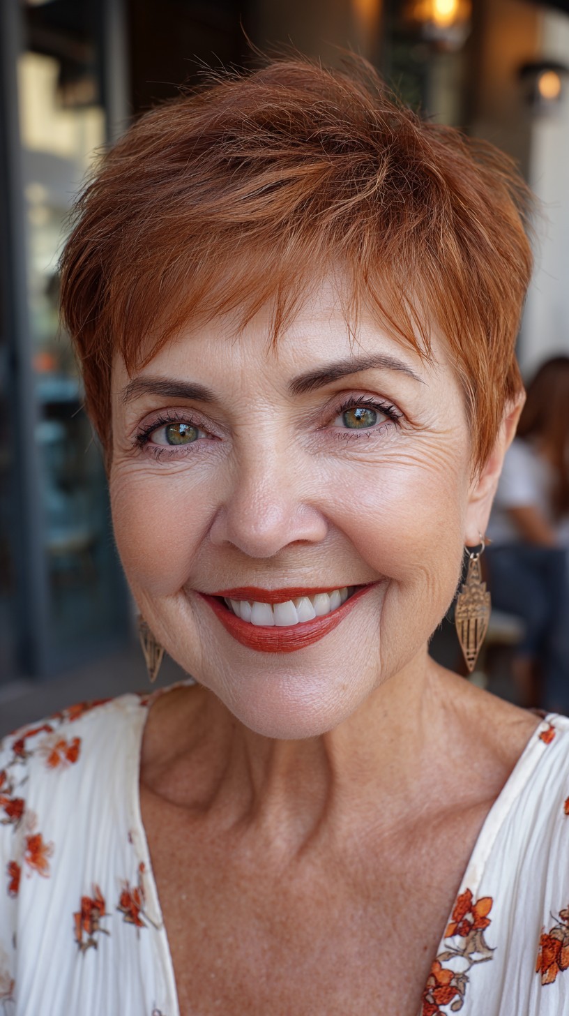 Vibrant Copper Short Layered Cut for Seniors