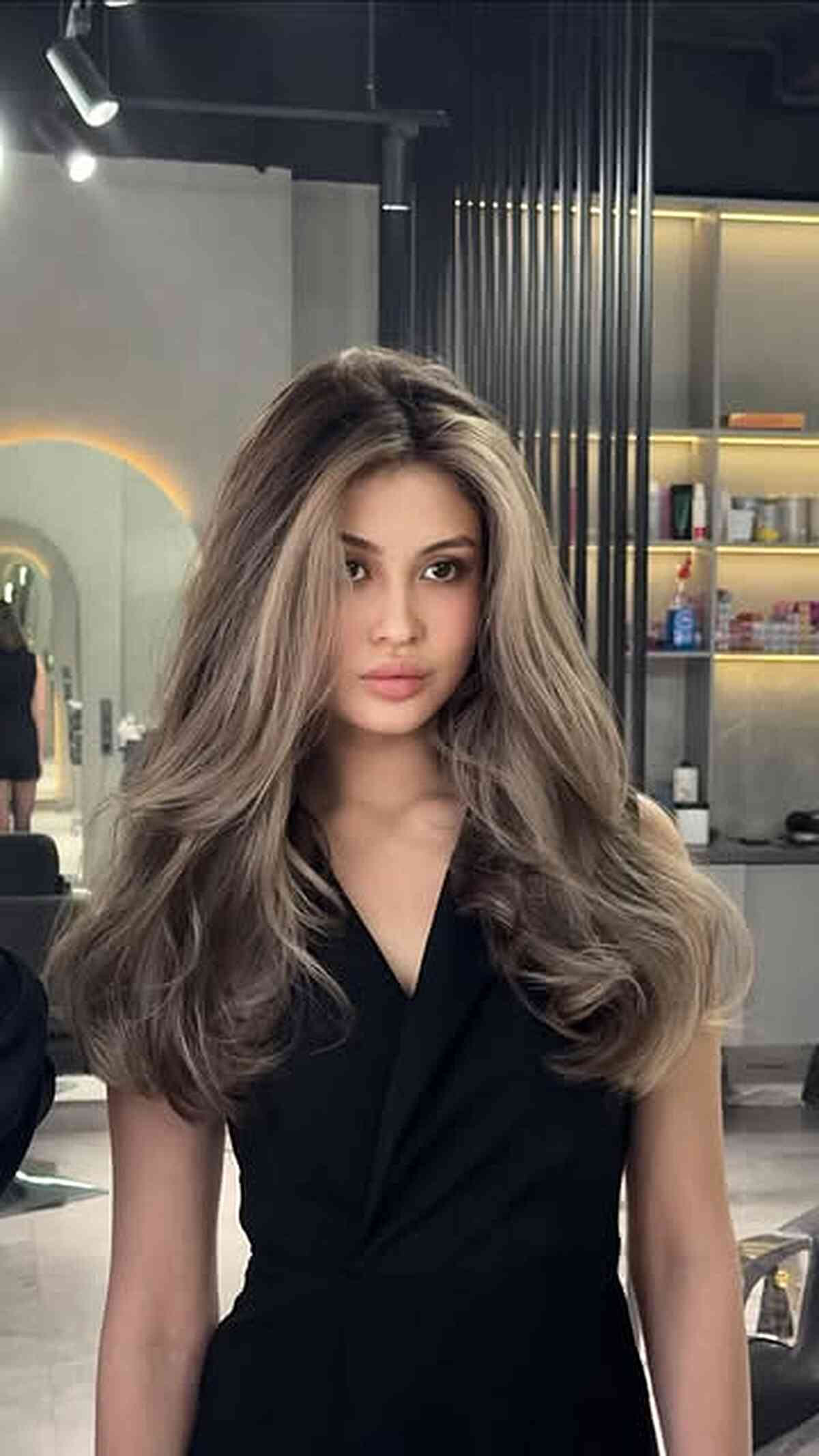 Voluminous Long Layers with Ash Brown Tones