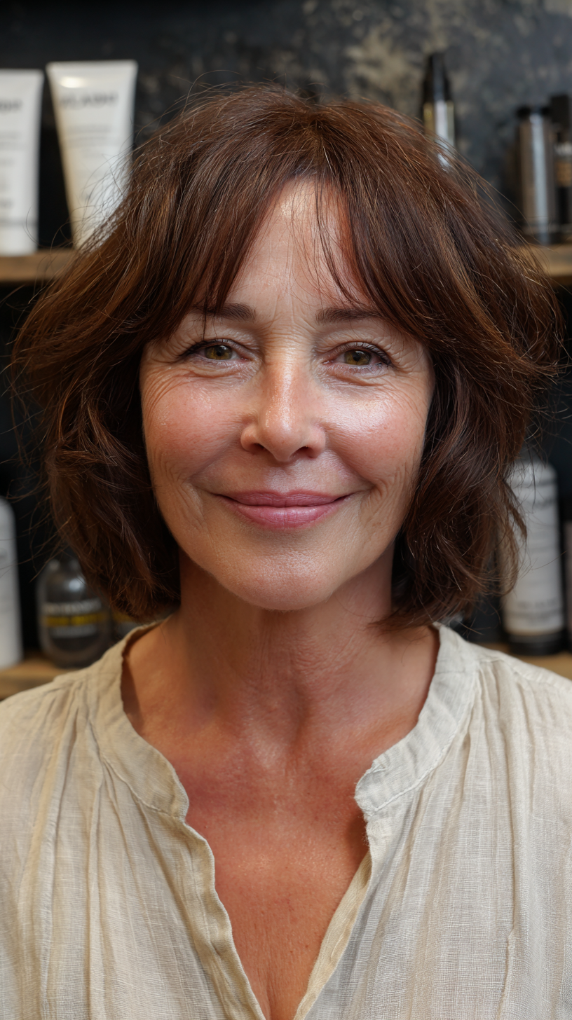 Casual Textured Lob with Soft Waves