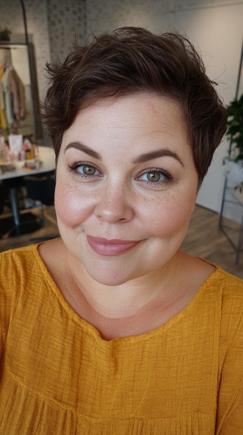 Charming Textured Pixie for Fuller Faces