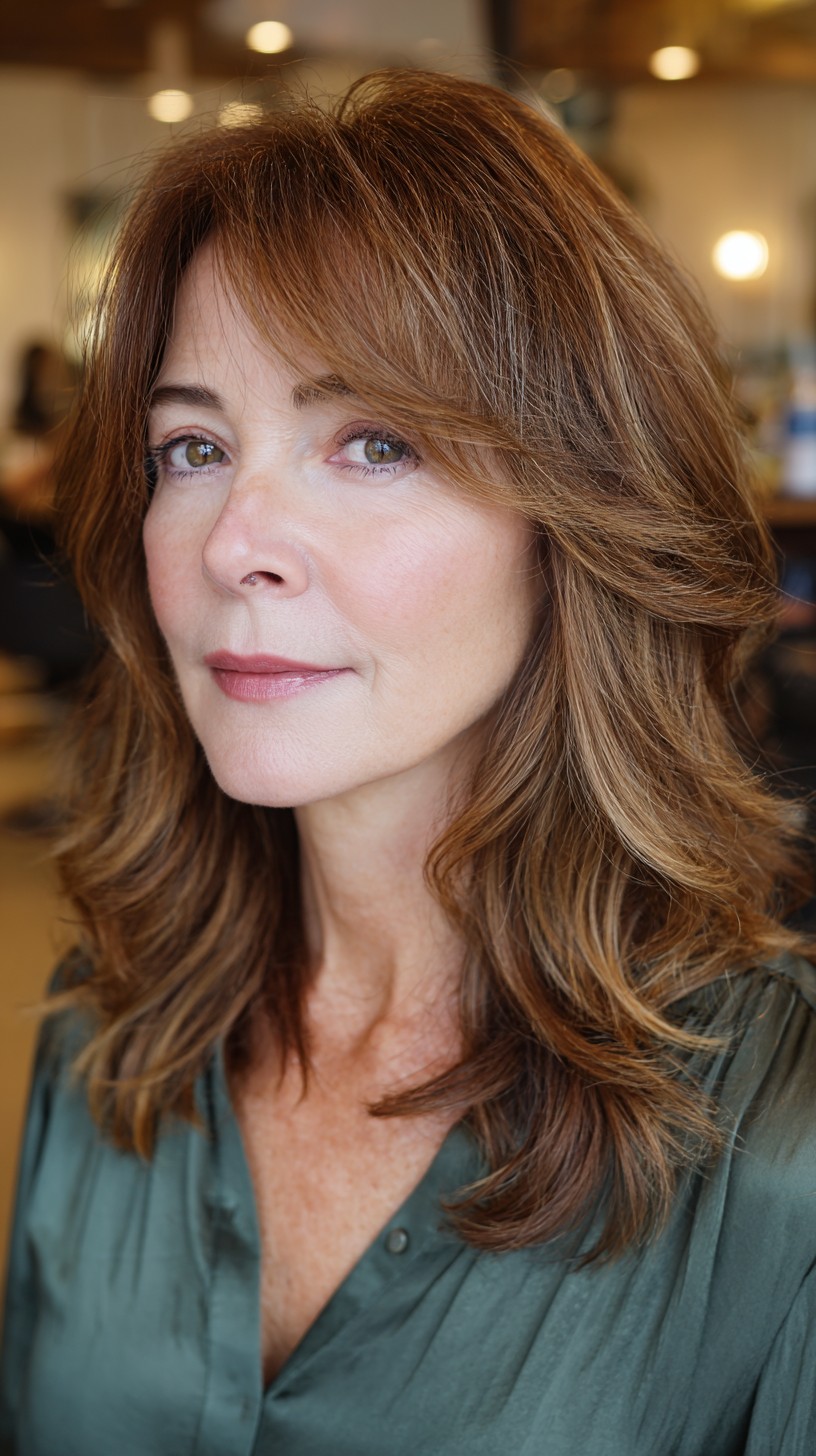 Chestnut-Brown Layered Cut with Soft Waves