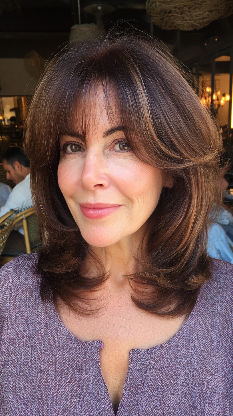Chic Espresso Layered Cut with Soft Voluminous Waves