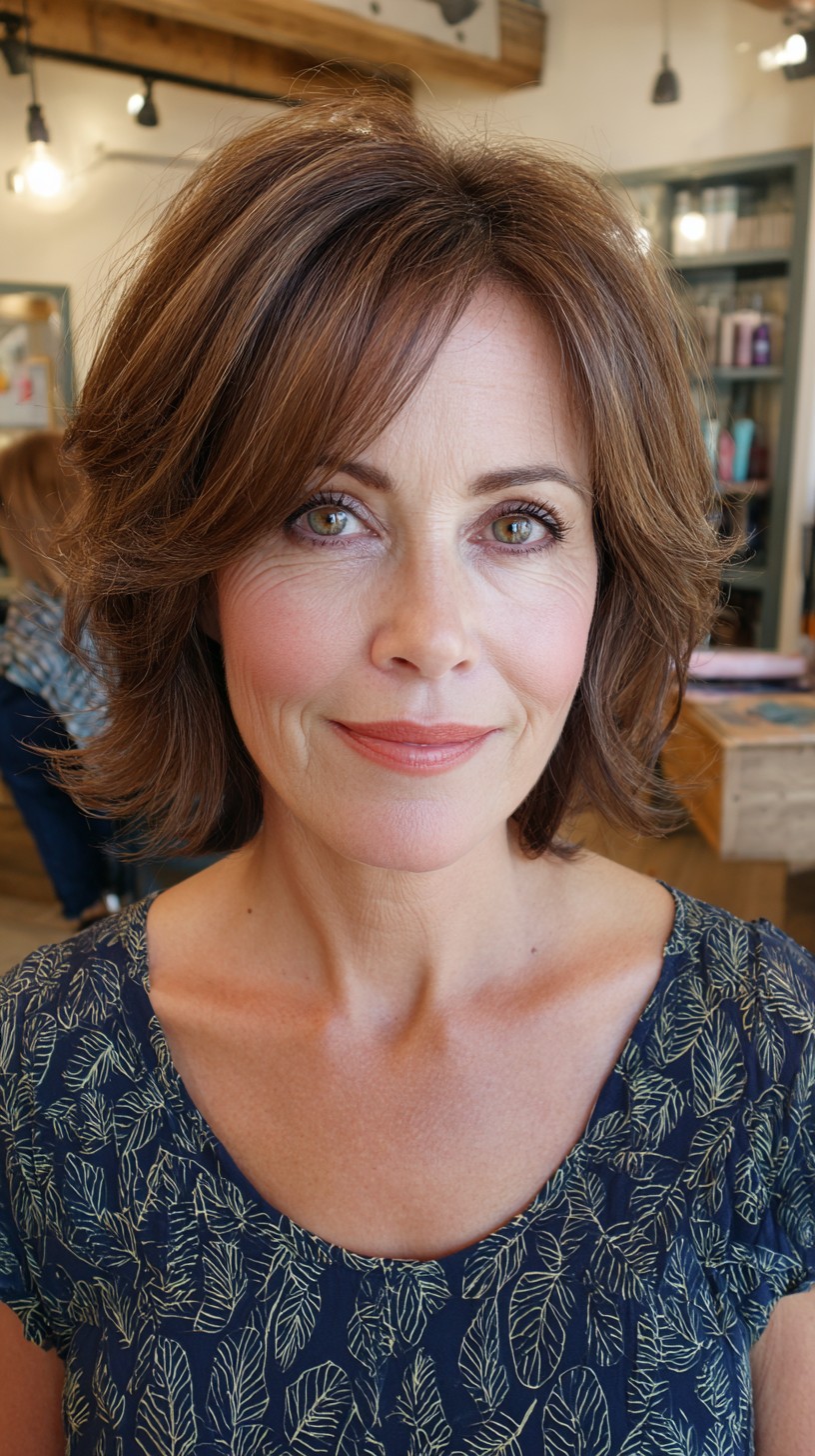 Classic Chestnut Stacked Layers with Gentle Waves