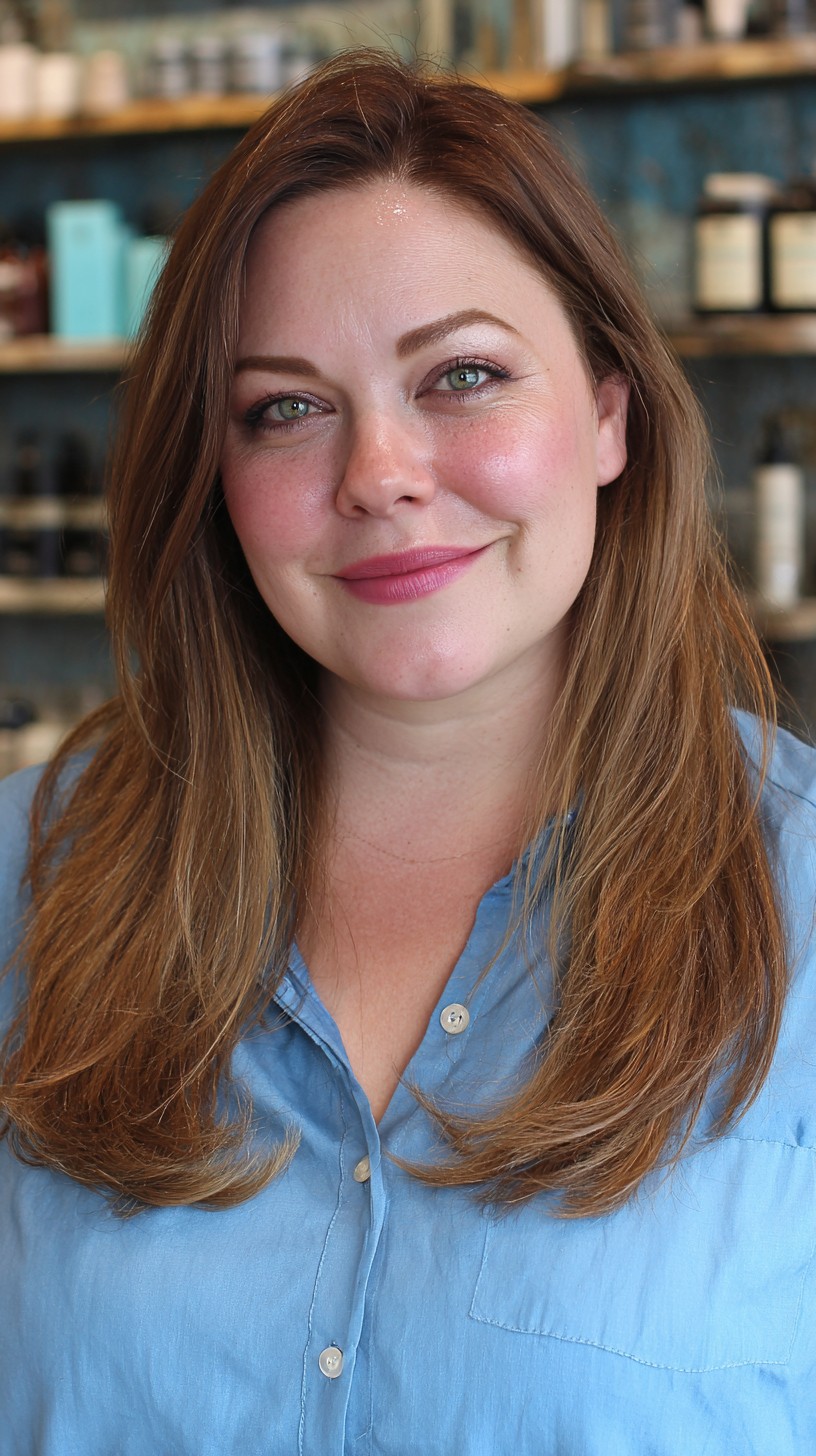 Effortless Long Tousled Layers for Full Faces