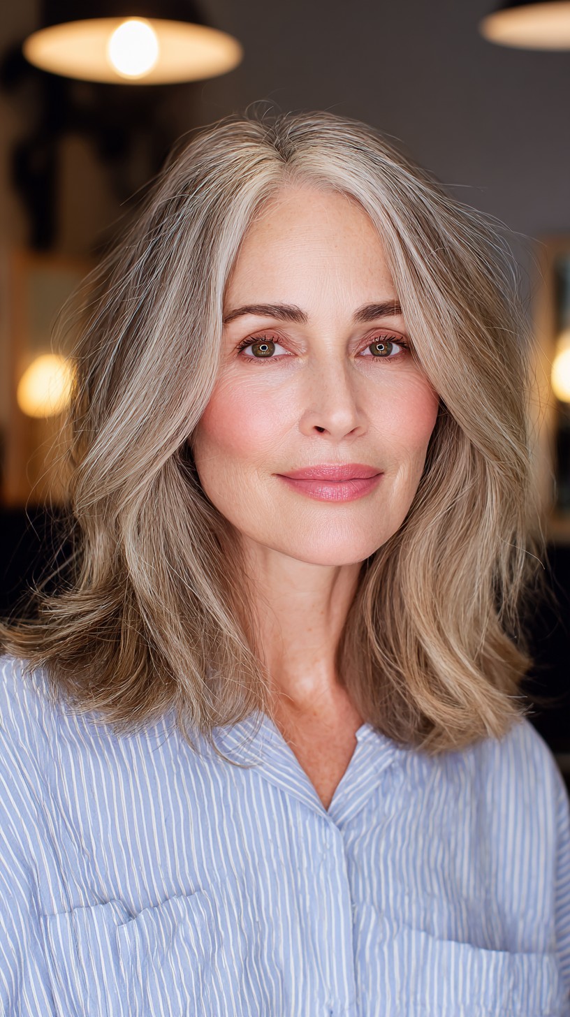 Elegant Silver Layered Cut with Soft Waves