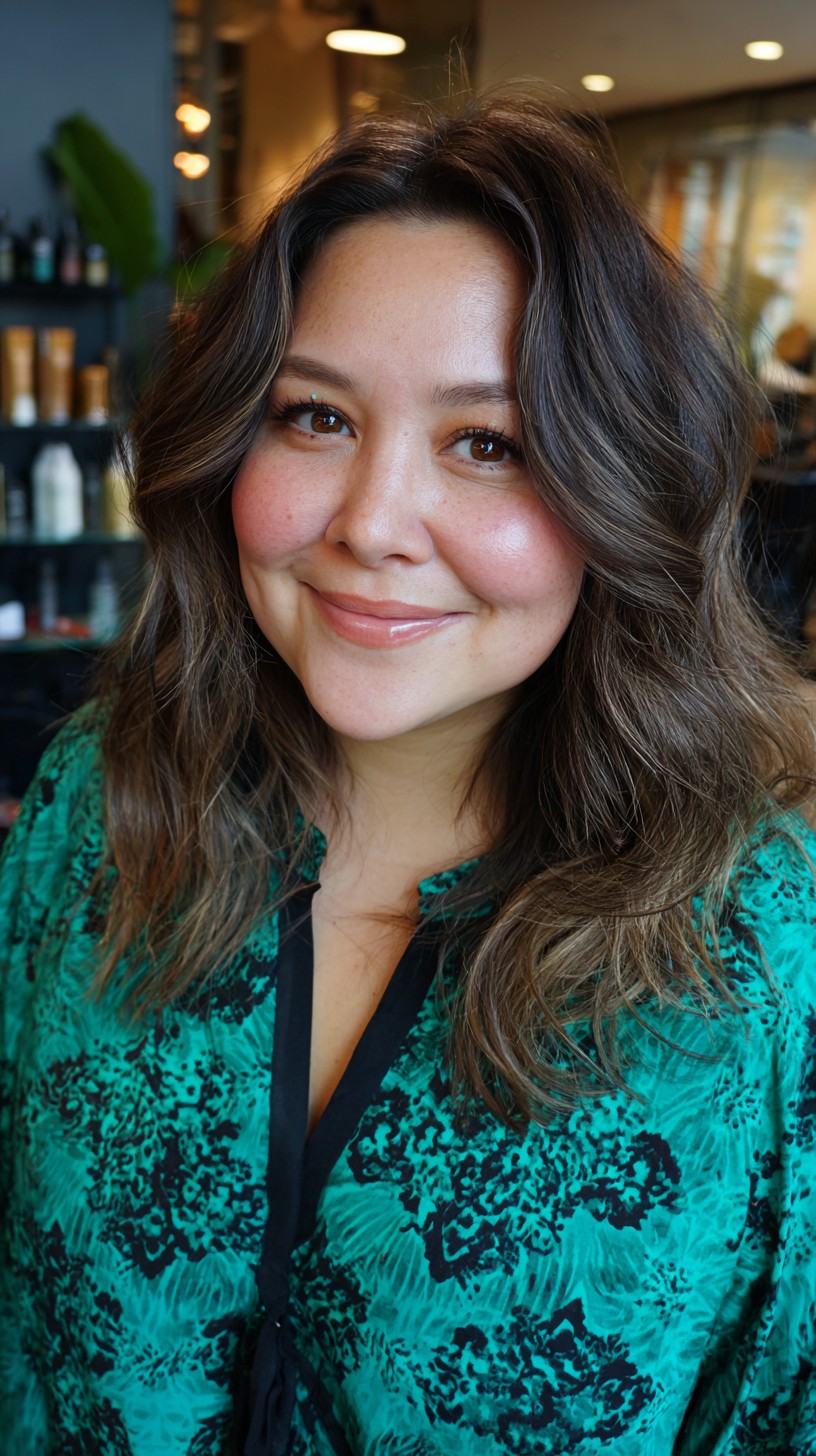 Flowing Caramel Highlights on Voluminous Waves