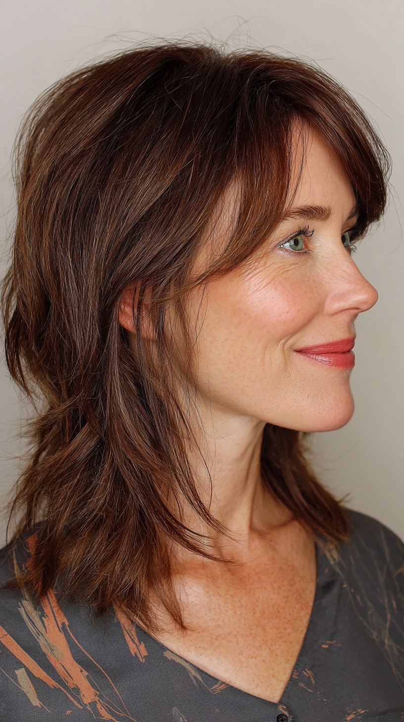 Layered Chestnut Shag with Natural Waves