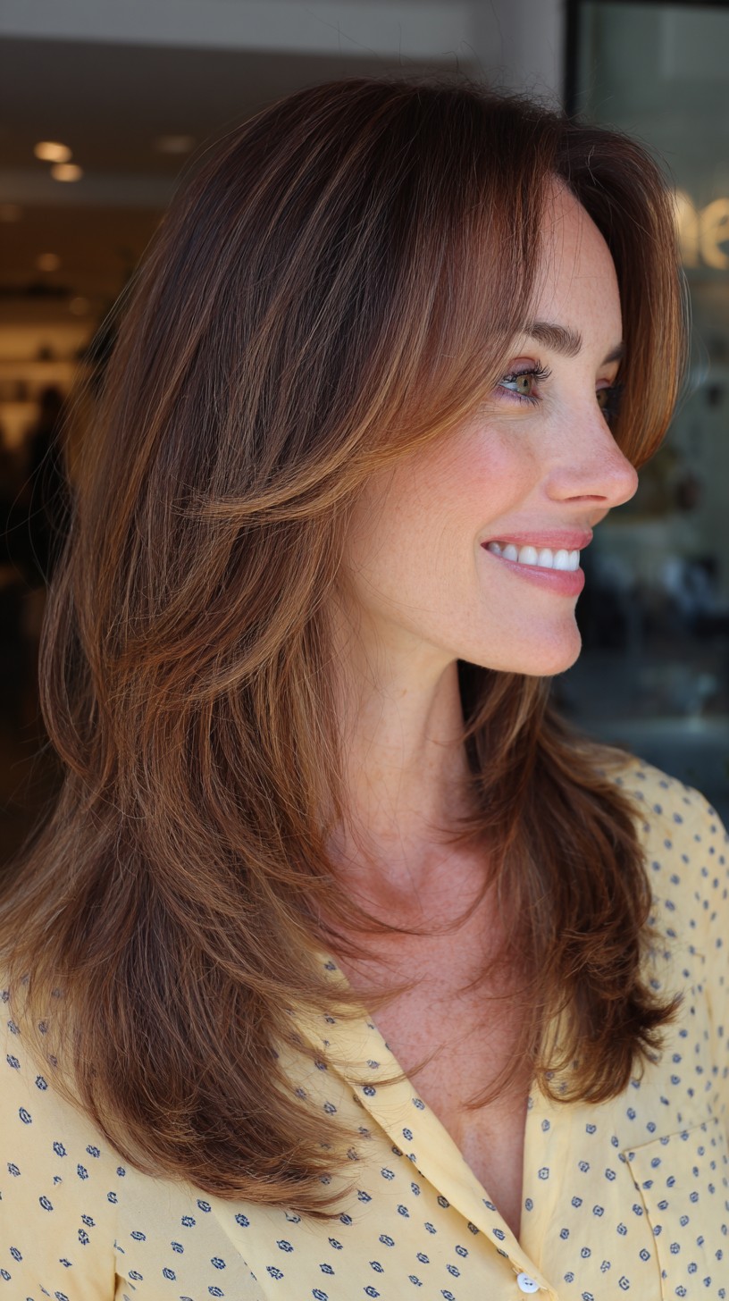 Rich Brunette Flow with Gentle Face-Framing Layers