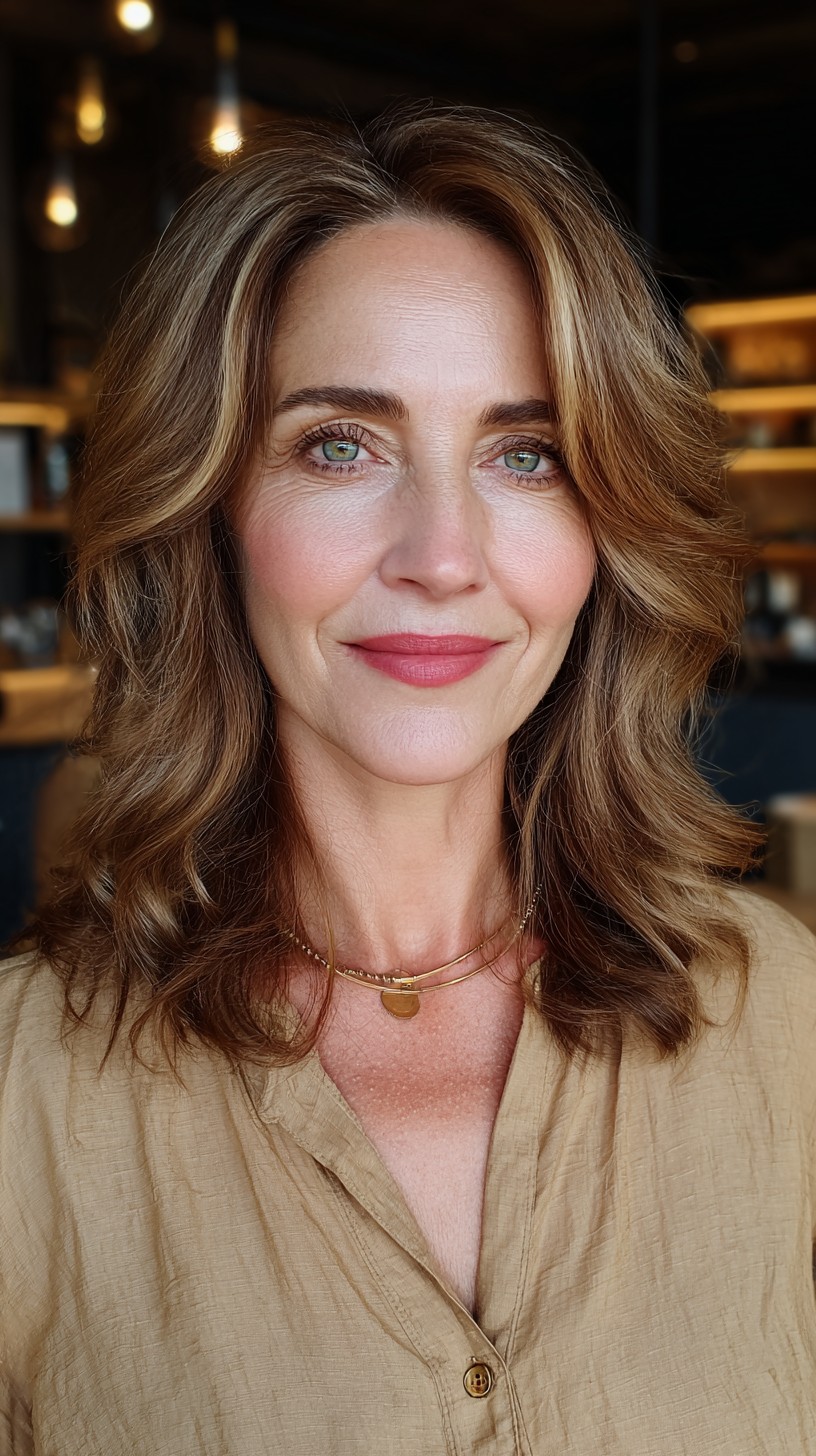 Rich Chestnut Waves with Face-Framing Highlights