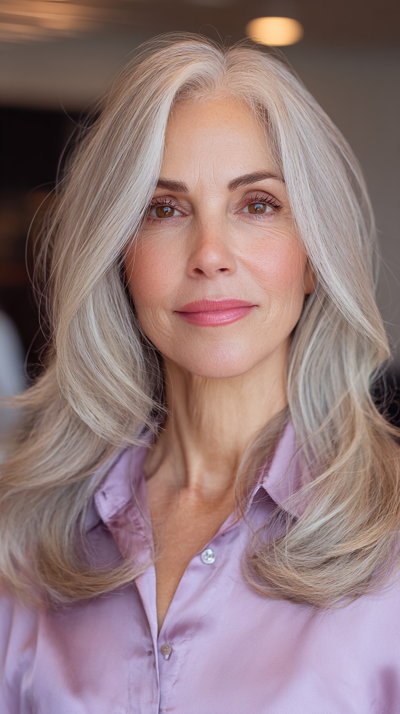 Silvery-Blonde Waves for Mature Style