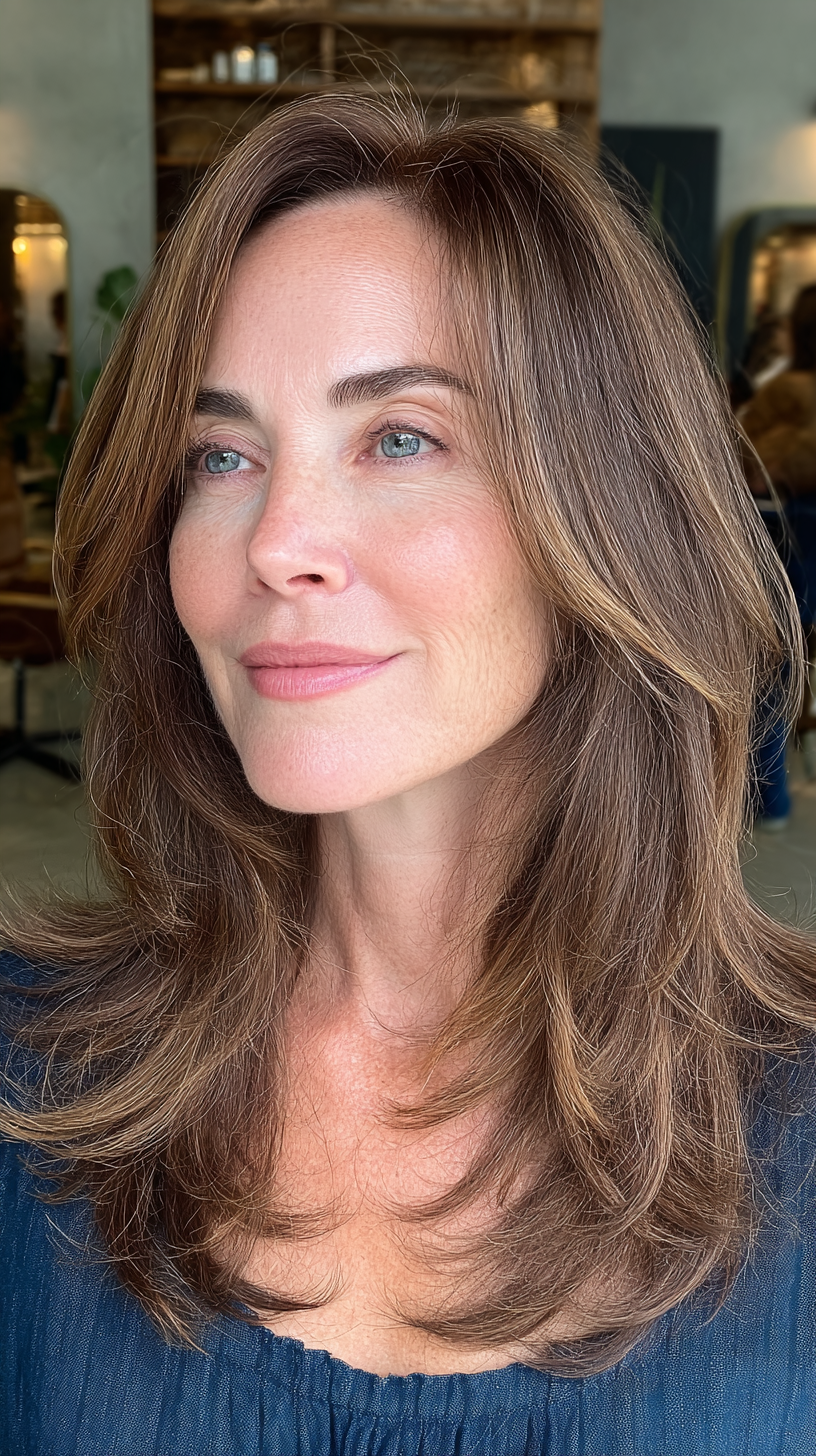 Soft Layered Cut with Subtle Highlights for Mature Women