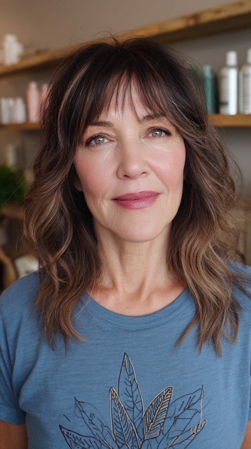 Subtle Copper Tousled Layers for Mature Hair