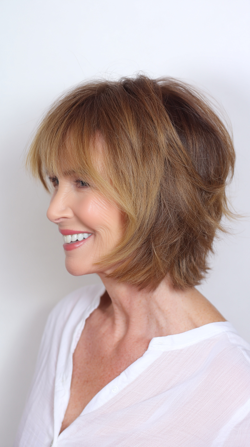 Textured Layered Bob with Soft Bangs