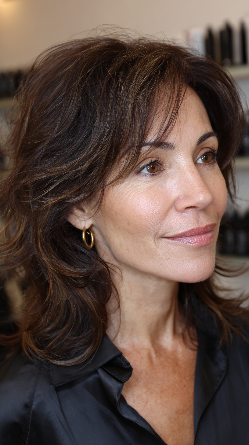 Textured Medium-Length Shag with Subtle Highlights