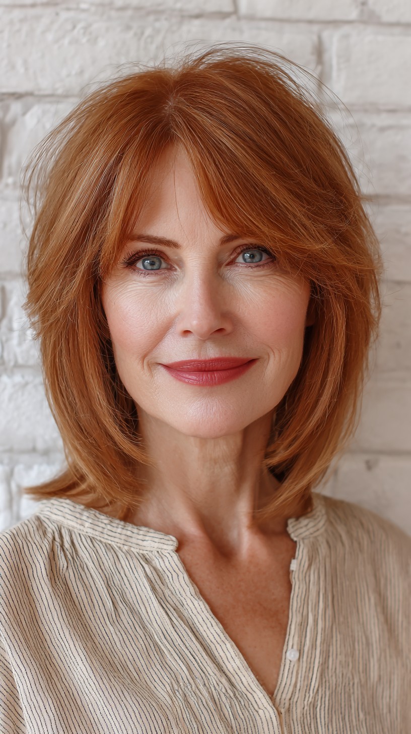 Vibrant Copper Layered Shag for Women Over 50