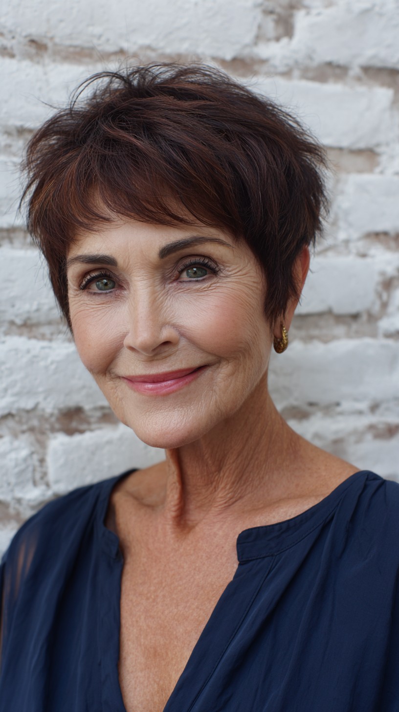 Brunette Pixie Cut with Soft Textured Layers
