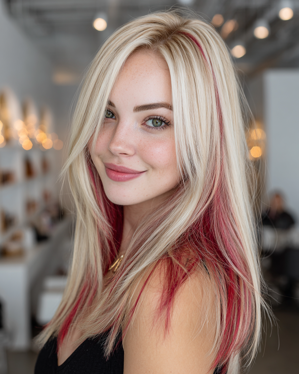 Chic Long Layered Cut with Bold Red Highlights