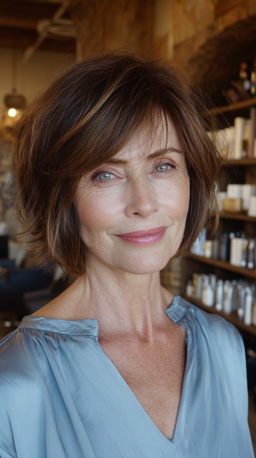 Classic Chestnut Tousled Bob