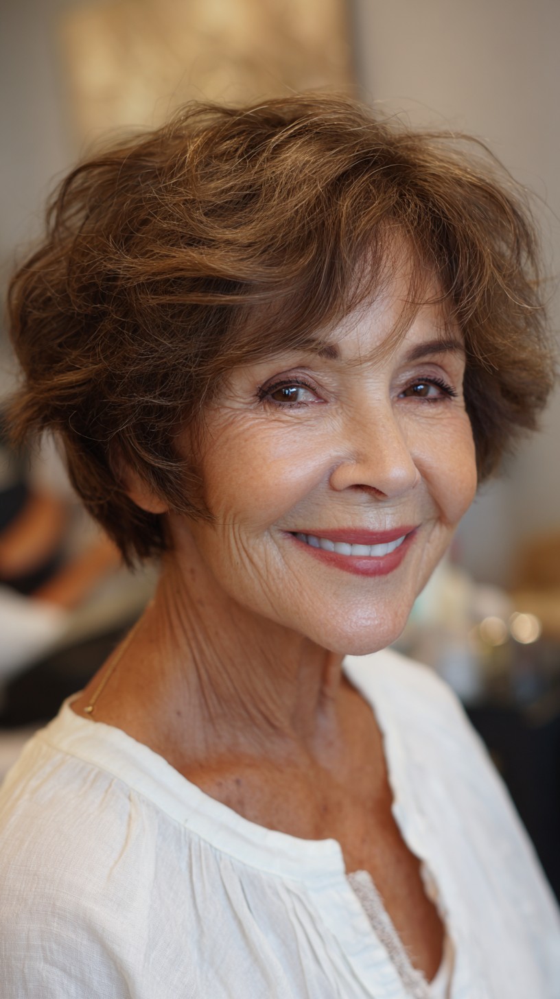 Classic Chestnut Voluminous Shag for Seniors