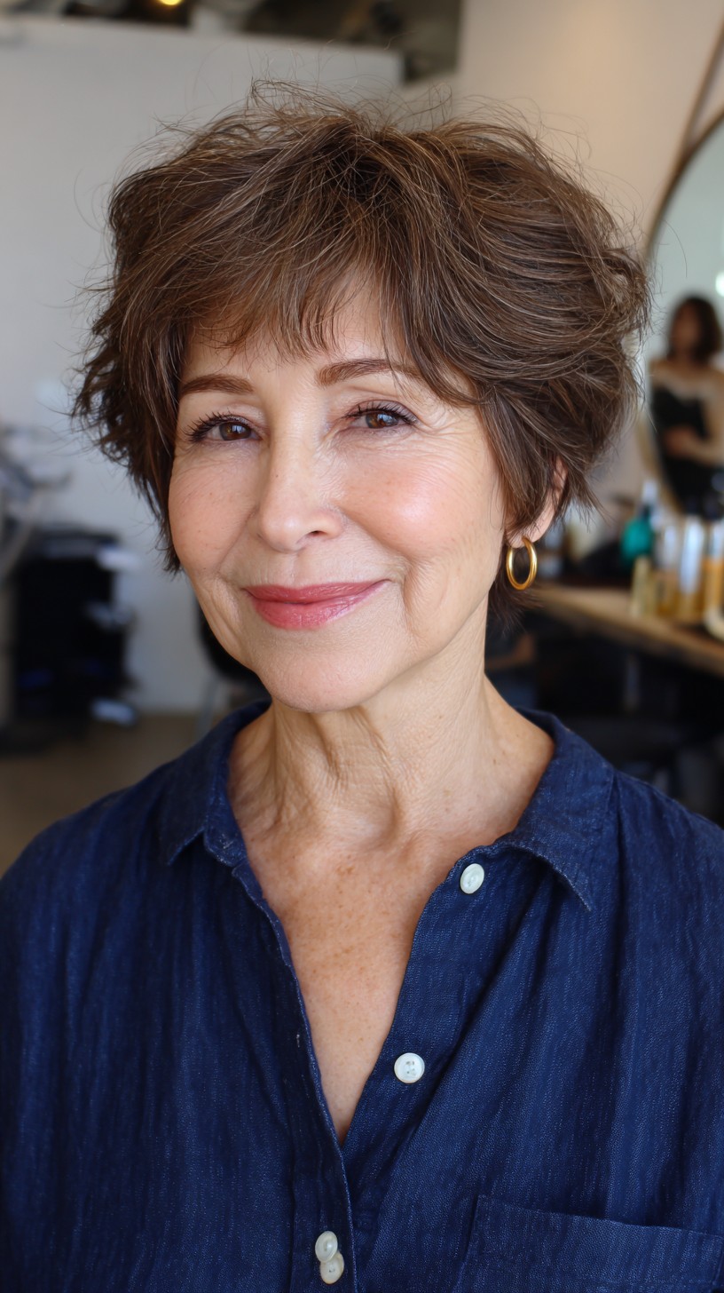 Dynamic Brunette Textured Crop for Active Seniors