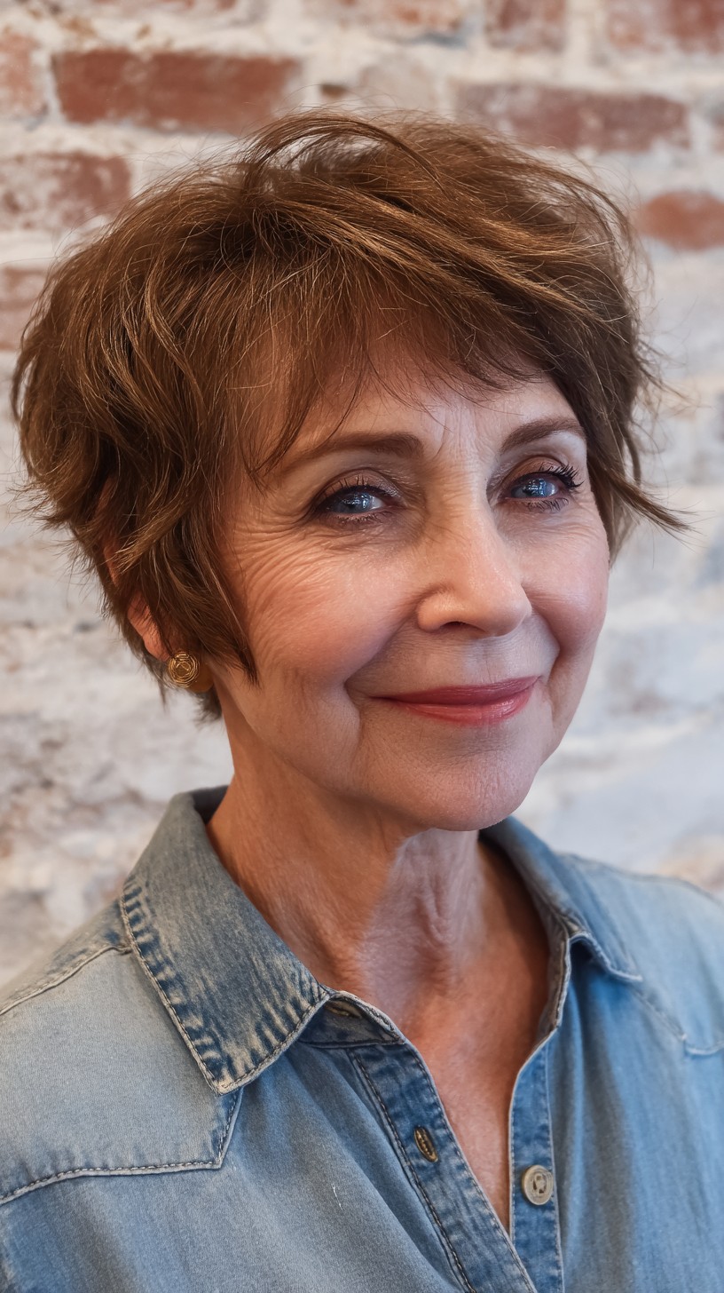 Effortless Auburn Pixie with Natural Highlights