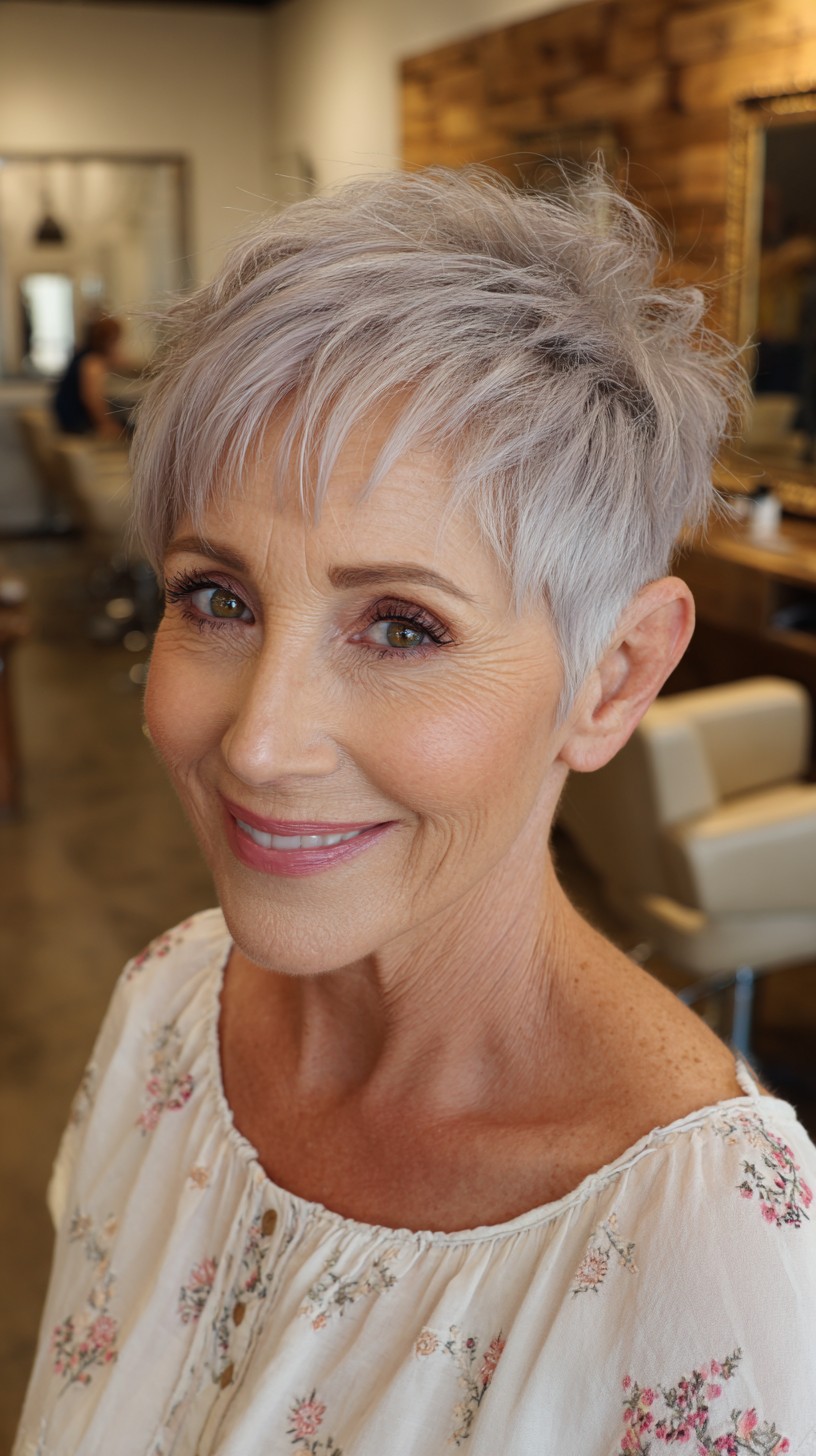 Effortless Silver Pixie with Lavender Tint