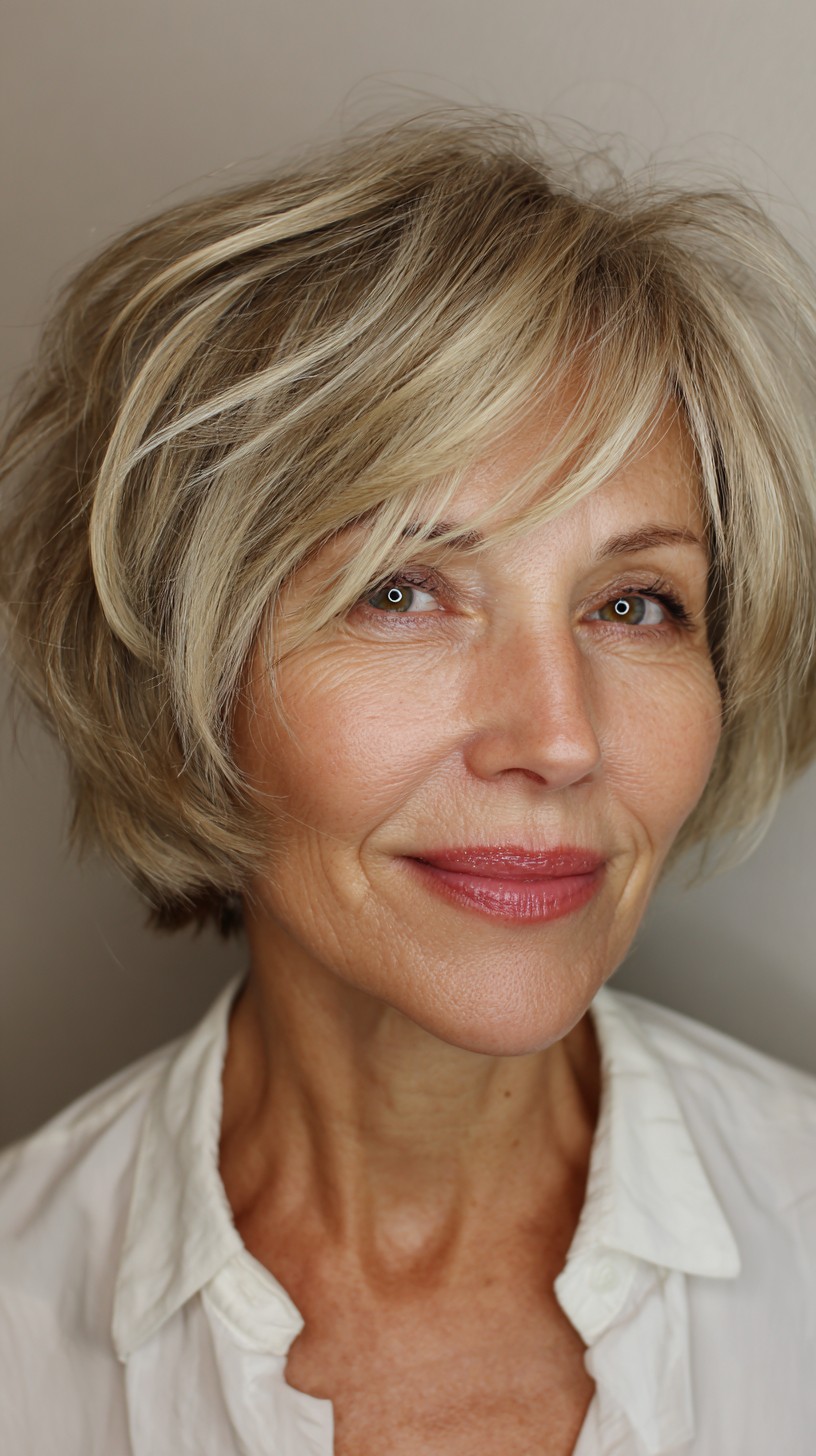 Elegant Ash Blonde Layered Tousle