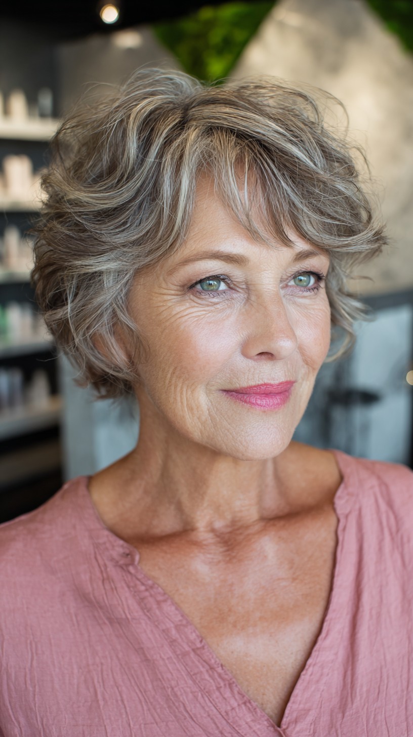 Elegant Silver Waves with Soft Bangs