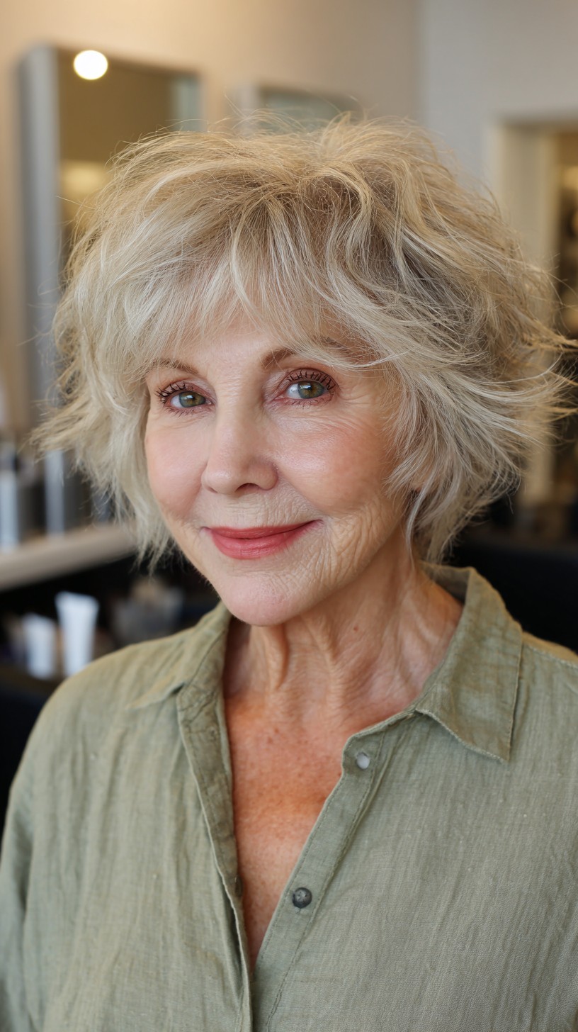 Feathery Silver Shag with Tactile Texture