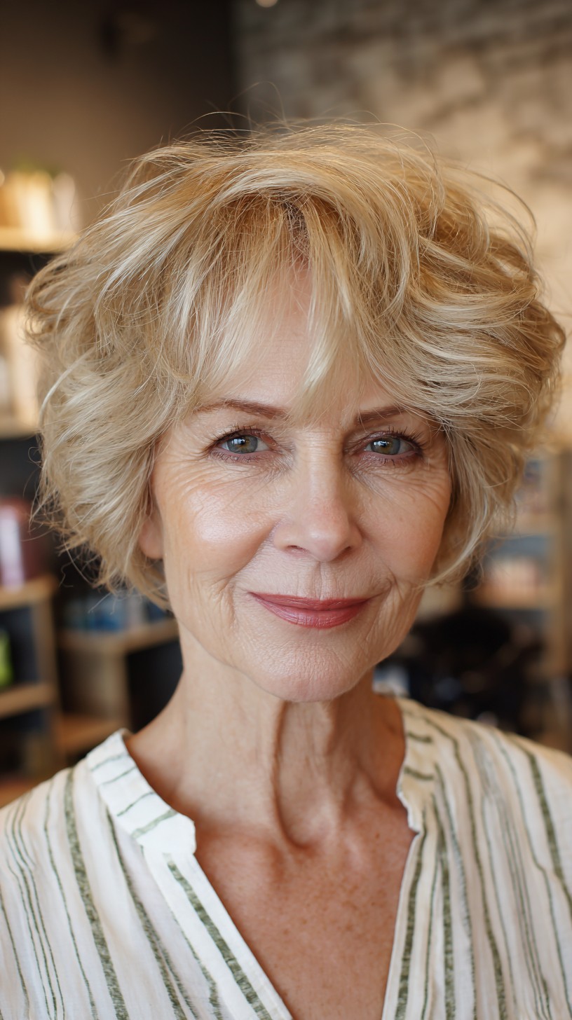 Golden Blonde Tousled Bob for Women Over 70