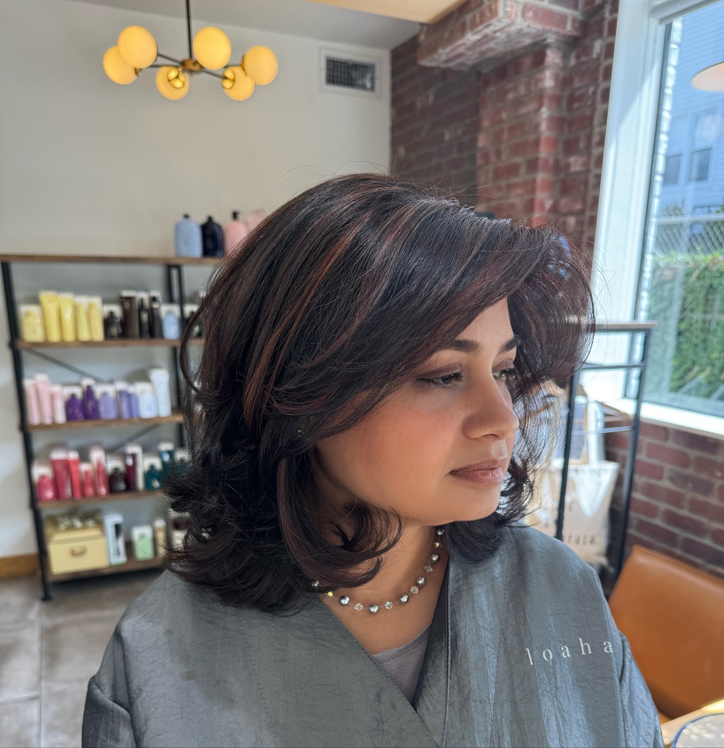 Modern Layered Cut with Fiery Red Highlights