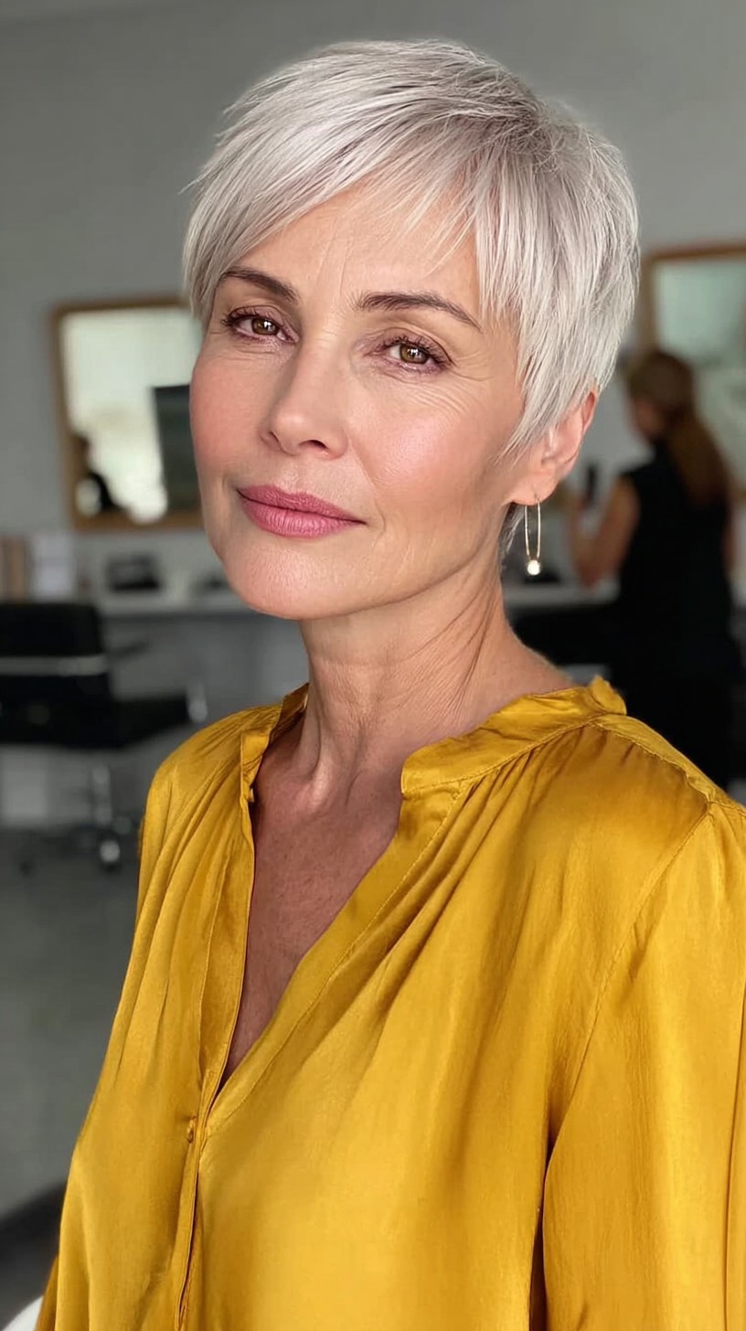 Platinum Sleek Pixie with Tapered Edges