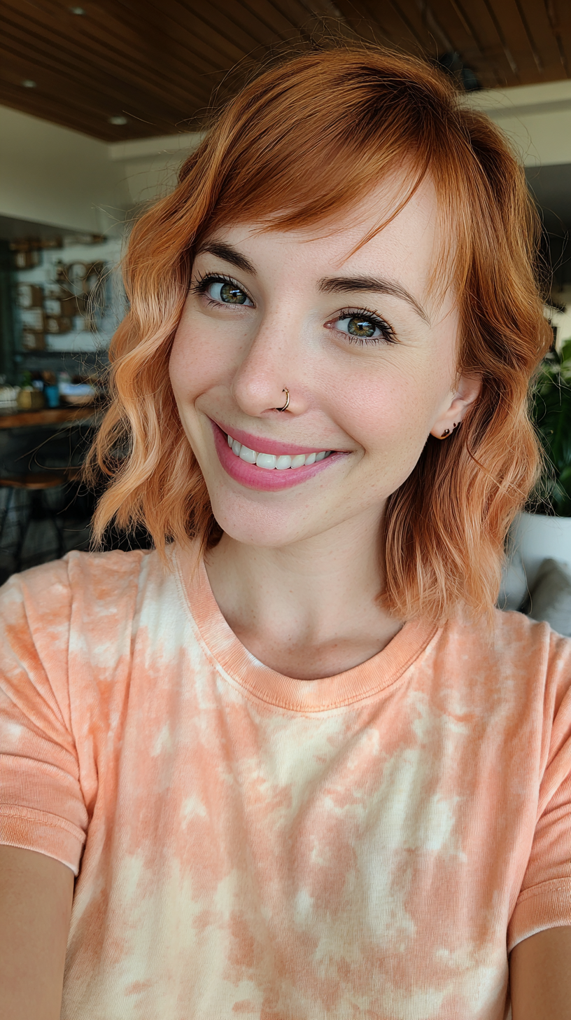 Playful Curly Bob with Side Bangs
