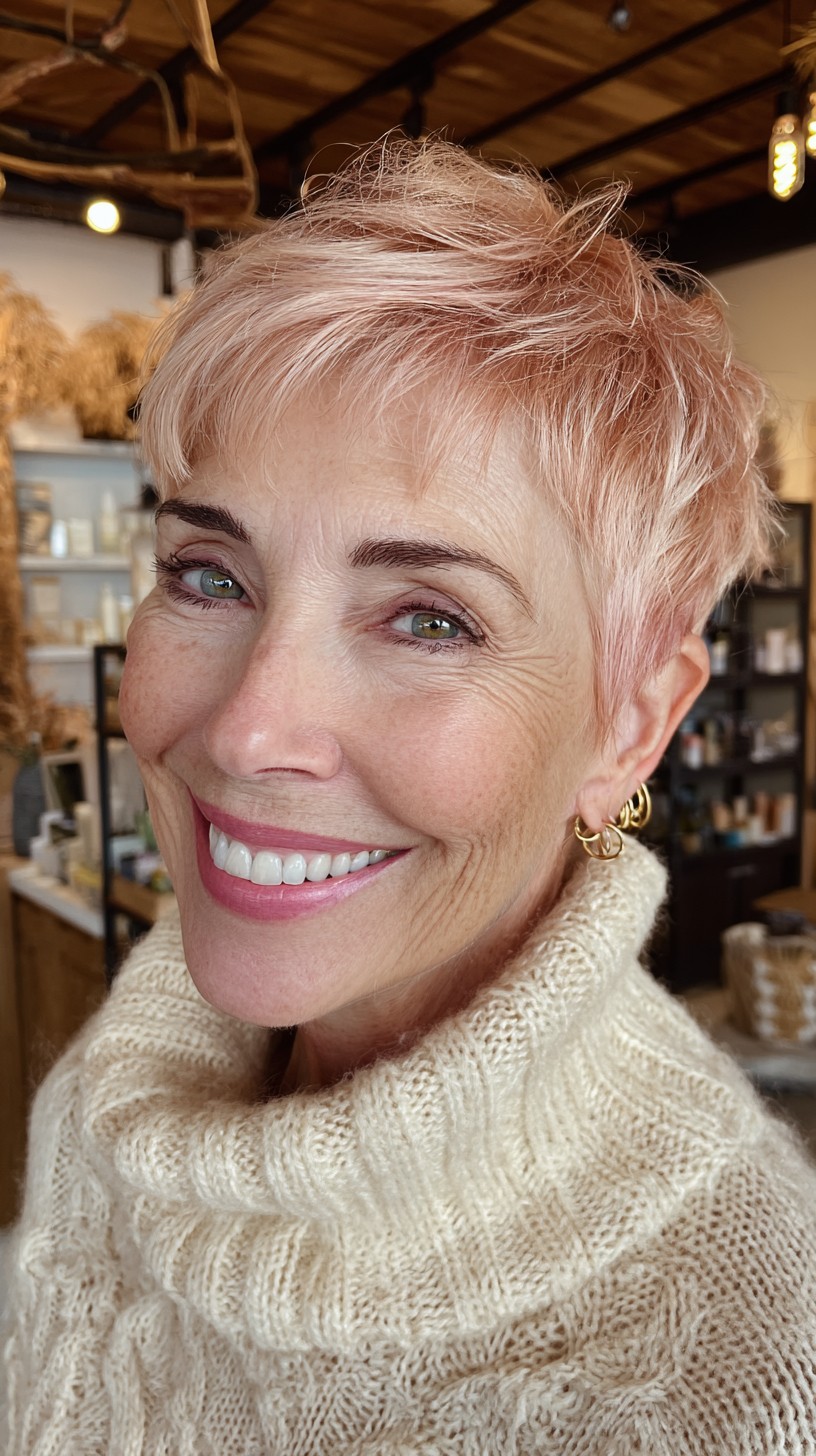 Playful Rose Gold Textured Pixie