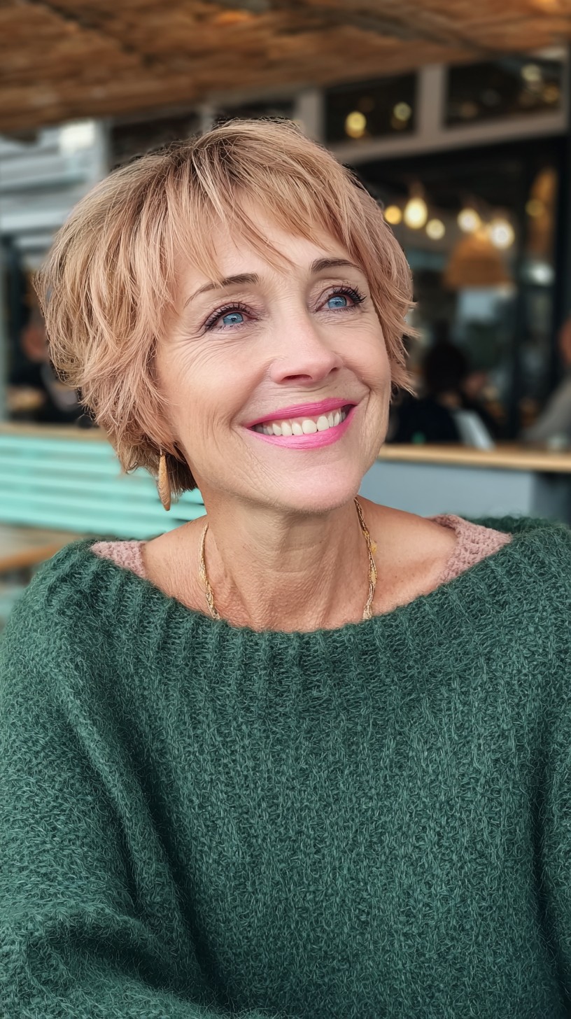 Playful Strawberry Blonde Textured Bob