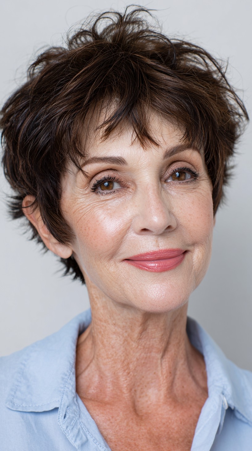 Rich Chestnut Textured Pixie for Women Over 70