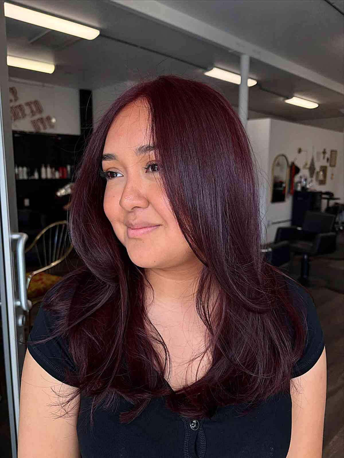 Rich Wine-Colored Long Layers