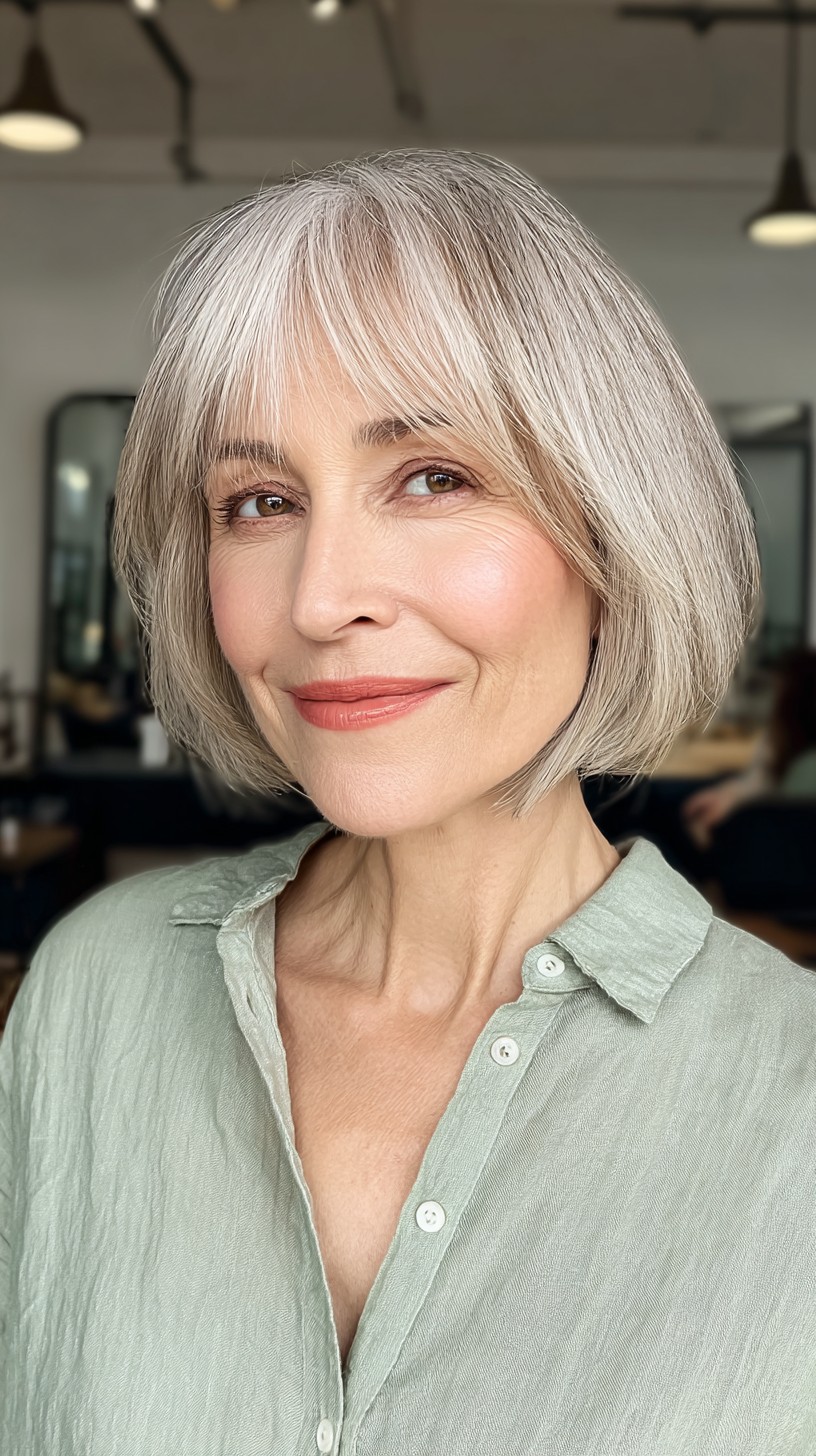 Silver Sleek Bob with Soft Framing